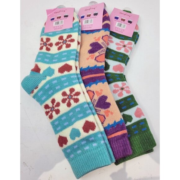 3 Pairs x Women' Fashion Thick Crew Warm Winter Socks * 9-11 - Acrylic - Picture 3 of 3
